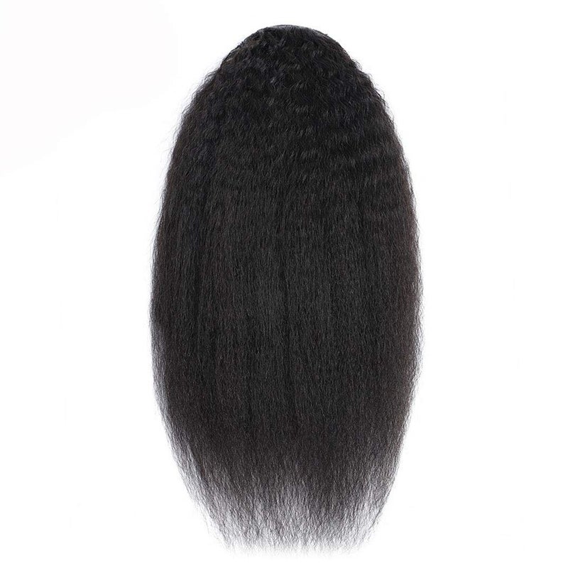 Annora Drawstring Ponytail Extension Human Hair Afro Kinky Straight for Black Women - Yaki Brazilian Virgin Remy Hair Extensions Natural Black Color (12 Inch) - Image 5